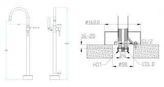 Напольный смеситель для ванны Boheme Uno 469-BRB брашированная бронза